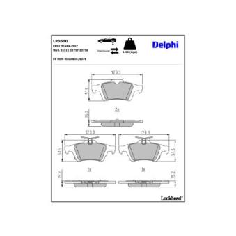 Jeu de 4 plaquettes de frein arrière DELPHI OEM G1FY2M008AB Jeu de 4 plaquettes de frein arrière DELPHI OEM G1FY2M008AB