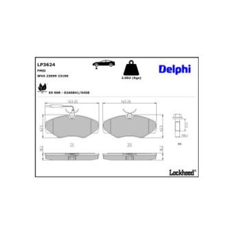Jeu de 4 plaquettes de frein avant DELPHI OEM 6025370851 Jeu de 4 plaquettes de frein avant DELPHI OEM 6025370851