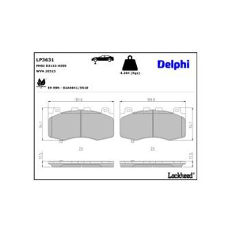 Jeu de 4 plaquettes de frein avant DELPHI LP3631 pour ISUZU D-MAX 3.6 V6 - 286cv