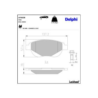 Jeu de 4 plaquettes de frein avant DELPHI OEM ZQ92341380