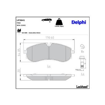 Jeu de 4 plaquettes de frein arrière DELPHI LP3641 pour HYUNDAI IONIQ 6 2.0 TDI - 102cv