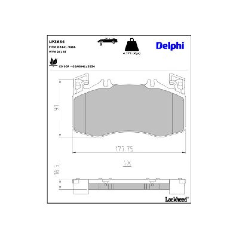Jeu de 4 plaquettes de frein avant DELPHI LP3654 - Visuel 2