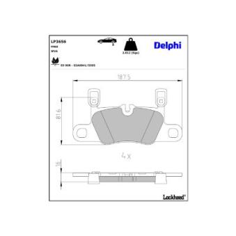 Jeu de 4 plaquettes de frein arrière DELPHI OEM 992698451A