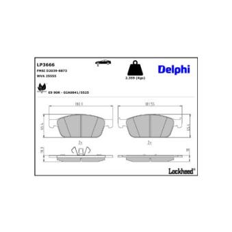 Jeu de 4 plaquettes de frein avant DELPHI OEM CV612001MA