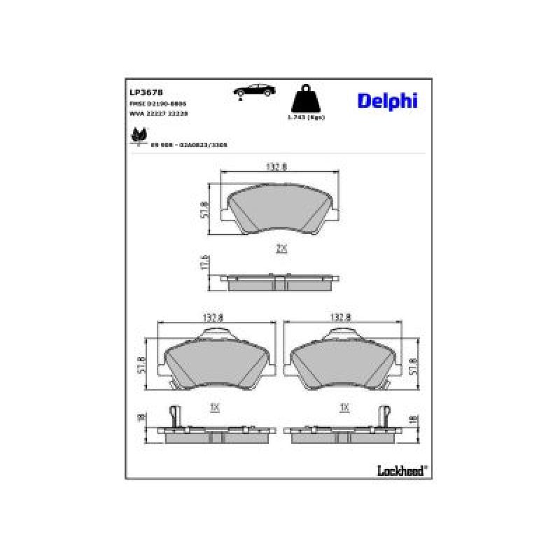 Jeu de 4 plaquettes de frein avant DELPHI LP3678 - Visuel 2