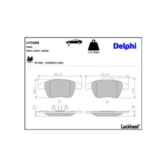 Jeu de 4 plaquettes de frein avant DELPHI [LP3688]