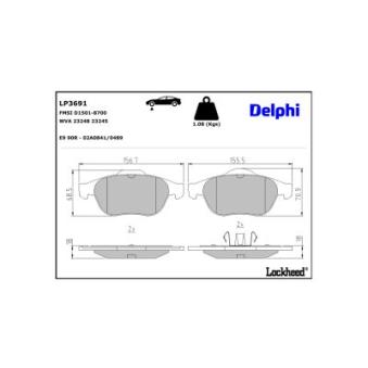 Jeu de 4 plaquettes de frein avant DELPHI [LP3691]