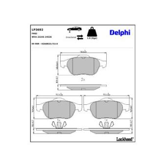 Jeu de 4 plaquettes de frein avant DELPHI [LP3692]