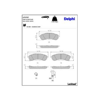 Jeu de 4 plaquettes de frein arrière DELPHI LP3707 pour CHEVROLET TAHOE 2.0 EcoBlue 4x4 - 170cv
