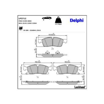 Jeu de 4 plaquettes de frein avant DELPHI [LP3712]