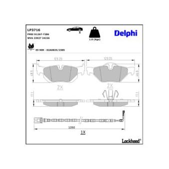 Jeu de 4 plaquettes de frein arrière DELPHI OEM 34212409257