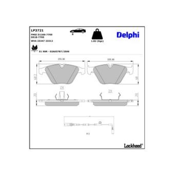 Jeu de 4 plaquettes de frein avant DELPHI LP3721 pour BMW Série 6 630 i - 272cv