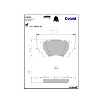 Jeu de 4 plaquettes de frein arrière DELPHI OEM 0446652210