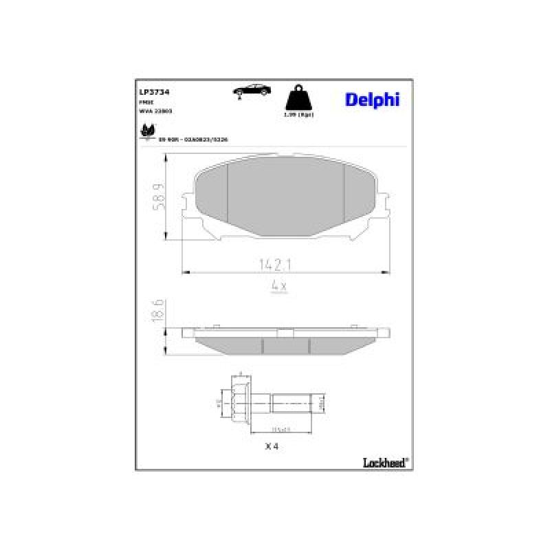 Jeu de 4 plaquettes de frein avant DELPHI LP3734 - Visuel 2