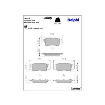 Jeu de 4 plaquettes de frein arrière DELPHI OEM 58302N7A00