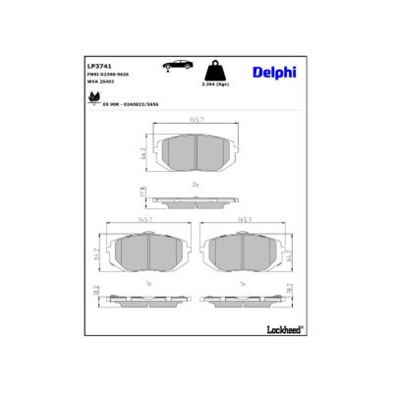 Jeu de 4 plaquettes de frein avant DELPHI LP3741 - Visuel 2
