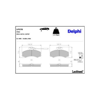 Jeu de 4 plaquettes de frein avant DELPHI LP378 pour HONDA JAZZ 2.0 - 88cv