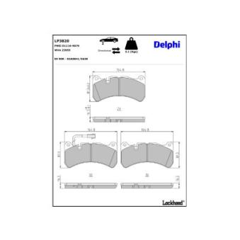 Jeu de 4 plaquettes de frein avant DELPHI [LP3820]