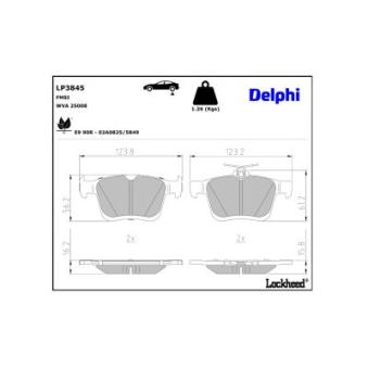 Jeu de 4 plaquettes de frein arrière DELPHI LP3845 pour BMW X5 1.0 TSI - 110cv