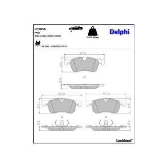 Jeu de 4 plaquettes de frein avant DELPHI [LP3850]
