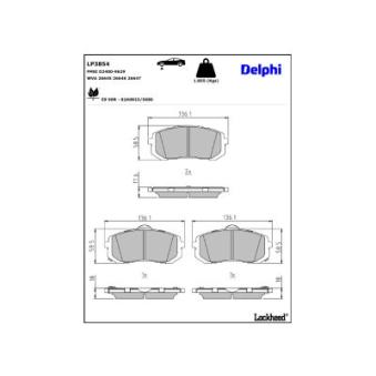 Jeu de 4 plaquettes de frein avant DELPHI LP3854 pour KIA NIRO 1,6 GDi Plug-in Hybrid - 182cv