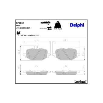 Jeu de 4 plaquettes de frein arrière DELPHI [LP3857]