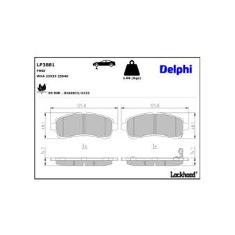 Jeu de 4 plaquettes de frein avant DELPHI [LP3881]