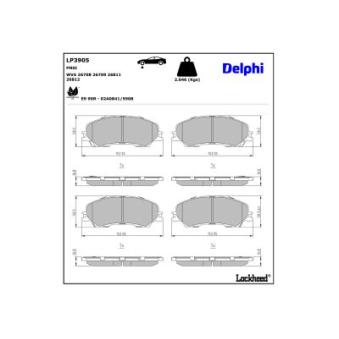 Jeu de 4 plaquettes de frein avant DELPHI OEM 8978279590
