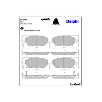 Jeu de 4 plaquettes de frein avant DELPHI [LP3906]