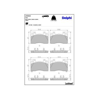 Jeu de 4 plaquettes de frein avant DELPHI LP3943 pour VOLKSWAGEN GOLF 1,6 VGT-D - 131cv