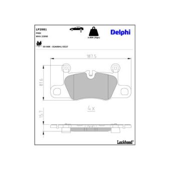 Jeu de 4 plaquettes de frein avant DELPHI [LP3981]