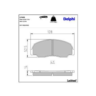 Jeu de 4 plaquettes de frein avant DELPHI OEM 0449160020000