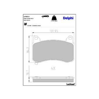 Jeu de 4 plaquettes de frein avant DELPHI LP4011 pour TESLA MODEL 3 EV AWD - 208cv
