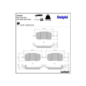 Jeu de 4 plaquettes de frein avant DELPHI LP4020 pour MAZDA MX-30 e-SKYACTIV - 145cv