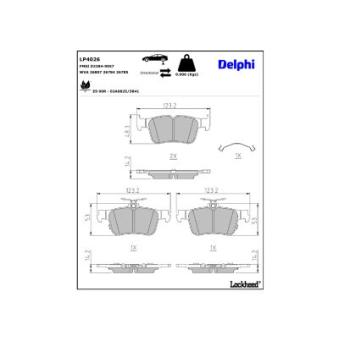 Jeu de 4 plaquettes de frein avant DELPHI OEM KTLJ9C2M008ANB