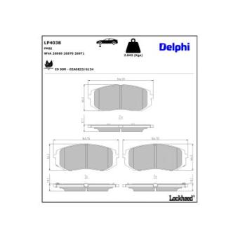 Jeu de 4 plaquettes de frein avant DELPHI [LP4038]