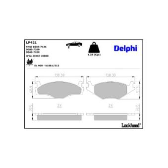 Jeu de 4 plaquettes de frein avant DELPHI [LP421]