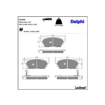 Jeu de 4 plaquettes de frein avant DELPHI [LP445]