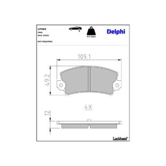 Jeu de 4 plaquettes de frein arrière DELPHI [LP464]