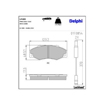 Jeu de 4 plaquettes de frein avant DELPHI [LP489]