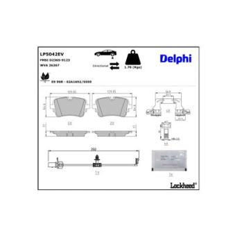 Jeu de 4 plaquettes de frein arrière DELPHI OEM 4KE698451D