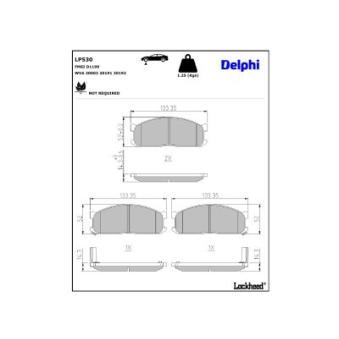 Jeu de 4 plaquettes de frein avant DELPHI LP530 pour CITROEN C4 E2000 - 97cv