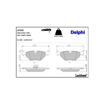Jeu de 4 plaquettes de frein arrière DELPHI LP555 pour CHEVROLET AVEO 316 i - 105cv