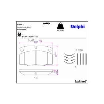 Jeu de 4 plaquettes de frein avant DELPHI OEM 1605731