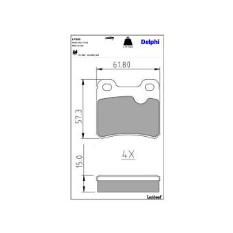 Jeu de 4 plaquettes de frein arrière DELPHI LP586 pour OPEL VECTRA 2.0 i 4x4 CAT - 116cv
