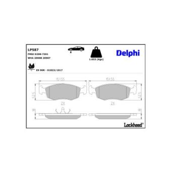 Jeu de 4 plaquettes de frein avant DELPHI LP587 pour FORD GRANADA 2.0 - 105cv