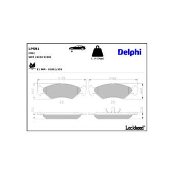Jeu de 4 plaquettes de frein avant DELPHI OEM 1465126