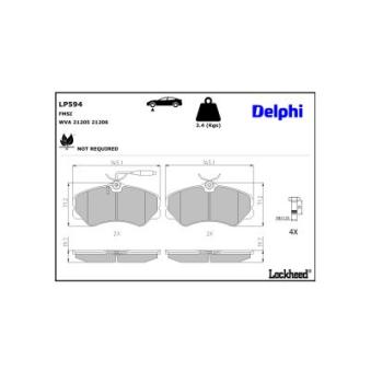Jeu de 4 plaquettes de frein avant DELPHI [LP594]