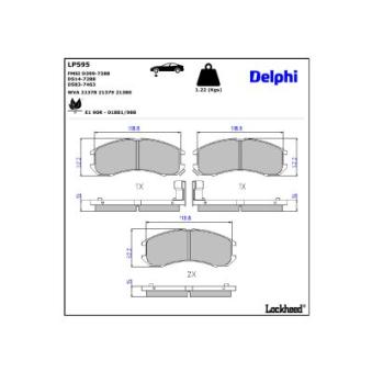 Jeu de 4 plaquettes de frein avant DELPHI OEM E92Z2001B
