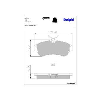 Jeu de 4 plaquettes de frein avant DELPHI OEM 410602F026